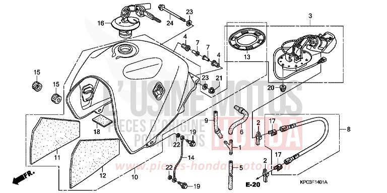 RESERVOIR A CARBURANT/POMPE A CARBURANT (XL125V7/8) de Varadero 125 BARLEY YELLOW METALLIC (Y199) de 2008